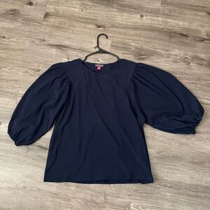 Vince Camuto Navy Puffed 3/4 Sleeve Blouse